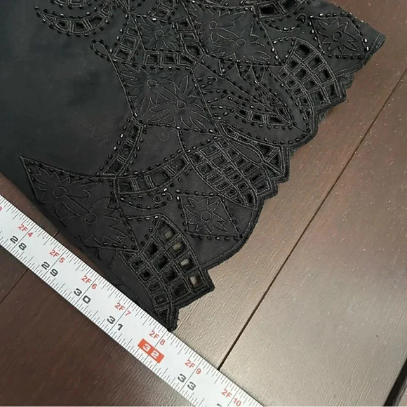 Melanie Lyne Wide Straight Leg Trouser Pants Beaded Laser Cut Black Size 6 - Picture 14 of 16